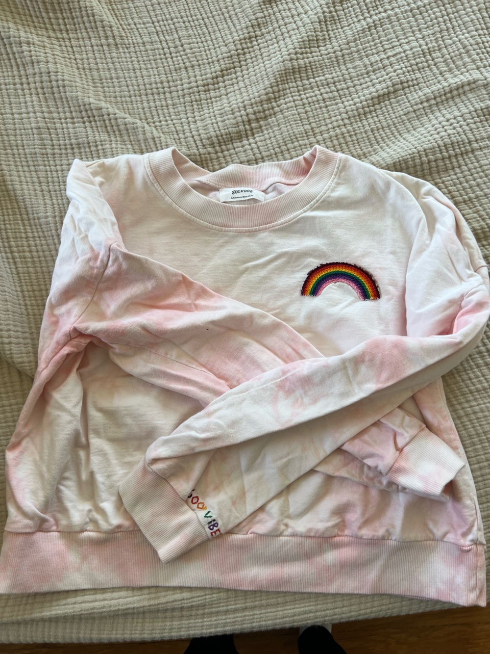 Soludos Good vibes embroidered rainbow Sweatshirt